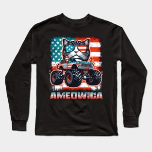 AMEOWICA monster truck Cat for kids men women Long Sleeve T-Shirt